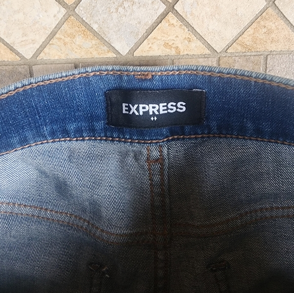 Express Women's Distressed Mom Jeans - Blue - Picture 2 of 4